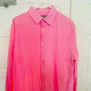 Express pink long sleeved button down dress shirt